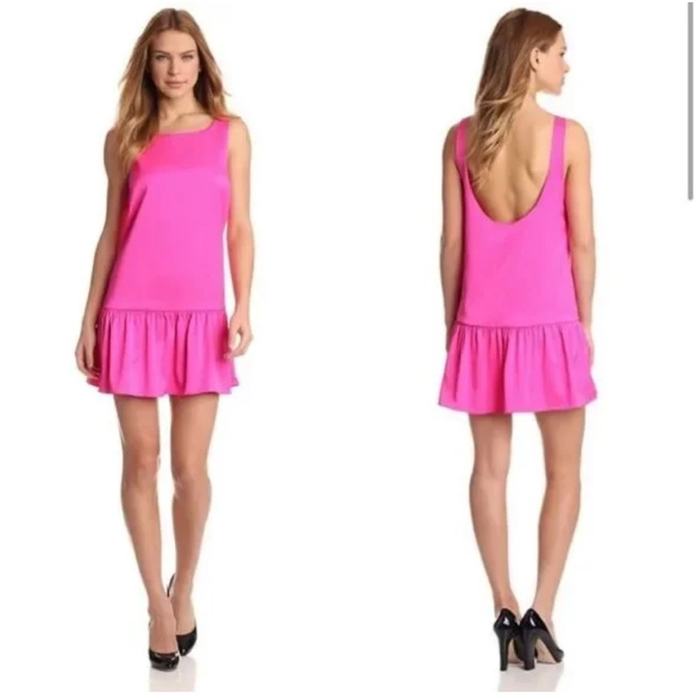 Bcbg Pink Sleeveless Dress open back ruffle